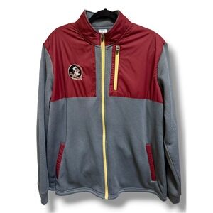 FSU Florida State Seminoles Full Zip Jacket Mens XL Grey Garnet Rivalry Threads